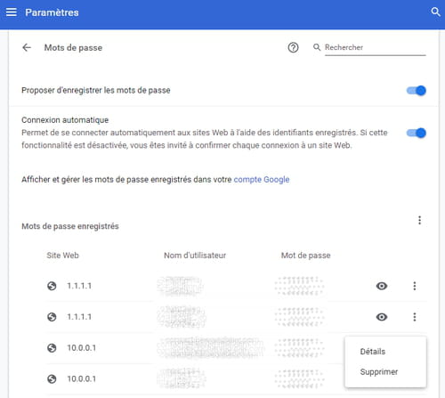 Clear passwords saved in Google Chrome