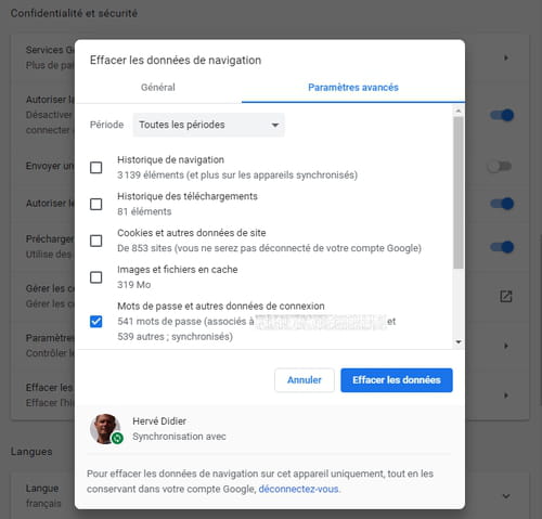 Borrar contraseñas guardadas en Google Chrome