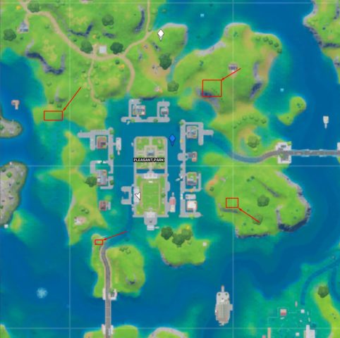 Onde coletar anéis flutuantes em Pleasant Park em Fortnite Capítulo 2 Temporada 3 Semana 4