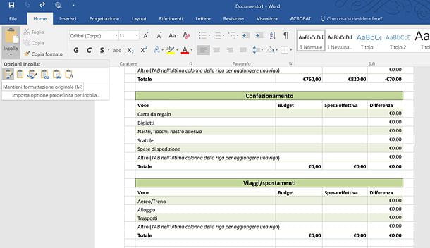 How to insert Excel table in Word