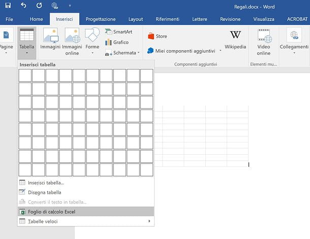 How to insert Excel table in Word