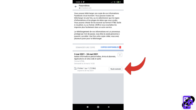 Como faço para receber uma cópia dos meus dados pessoais no Messenger?