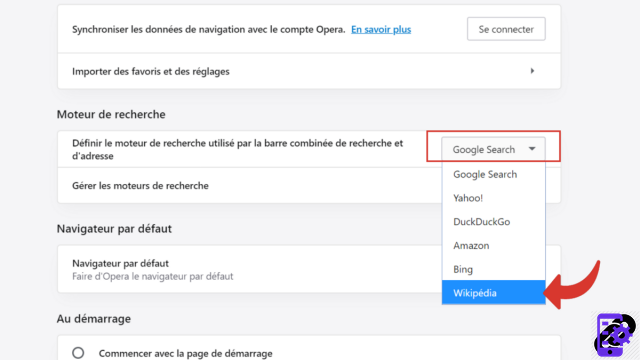 How to change the search engine on Opera?