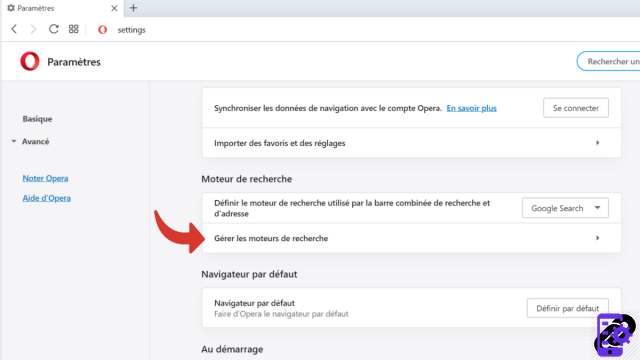 How to change the search engine on Opera?