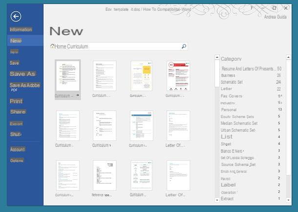 Comment faire un curriculum vitae avec Word