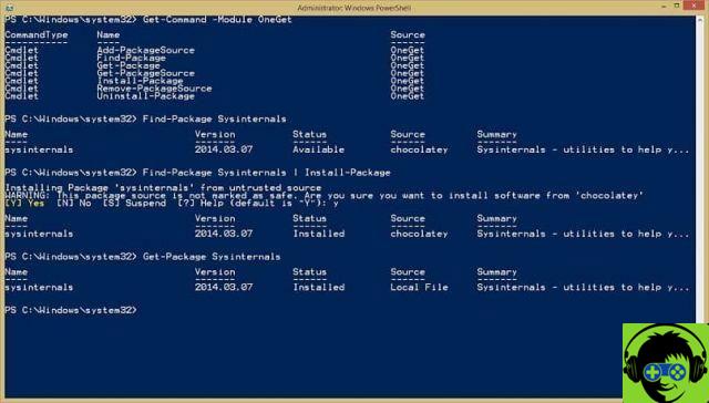 Como baixar e instalar o gerenciador de pacotes OneGet no Windows 10?