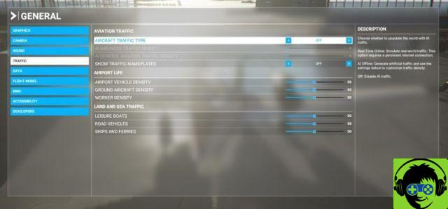 Come disabilitare l'AI e il traffico aereo del giocatore in Microsoft Flight Simulator