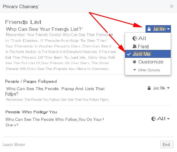 How to hide Facebook friends and accepted friendships