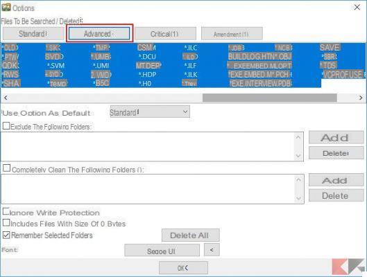 Eliminar archivos de Windows por extensión