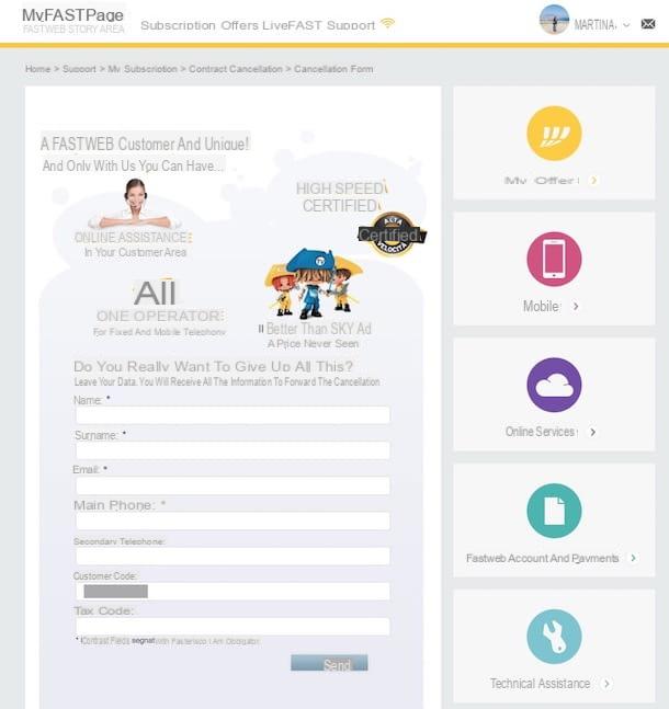 Cancelamento Fastweb PDF