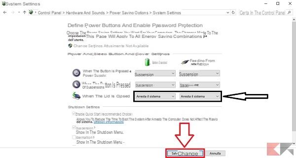 Shut down Windows by closing the laptop lid