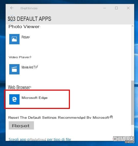 Change default browser in Windows 10