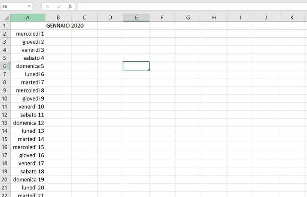 How to create a calendar in Excel