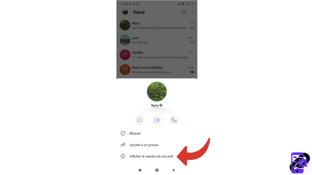 Como verifico o número de segurança de um contato no Signal?