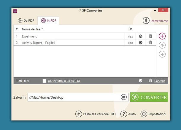 Convertire file Excel in PDF