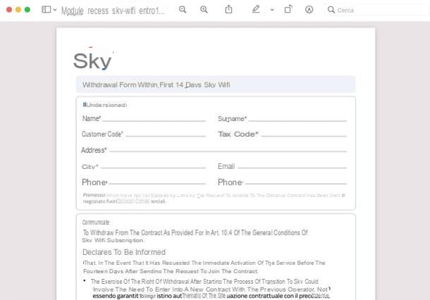 Formulário de cancelamento do Sky PDF