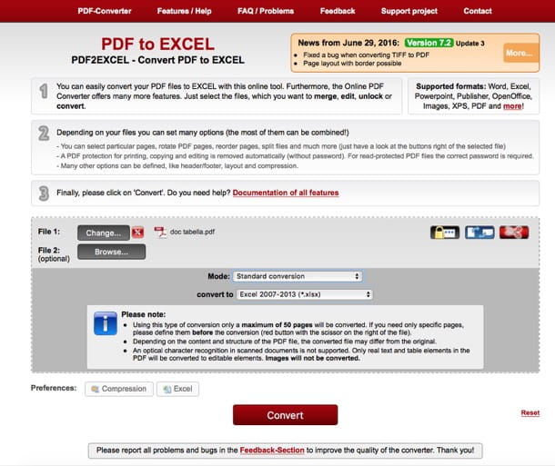 Convertir PDF a Excel