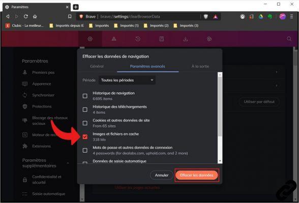 ¿Cómo borrar el caché en Brave?