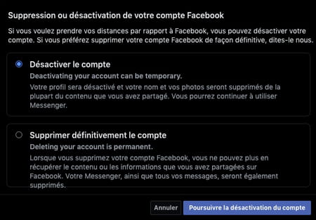 Delete a Facebook account permanently or temporarily