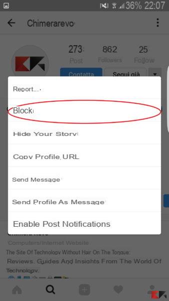 Come bloccare una persona su Instagram