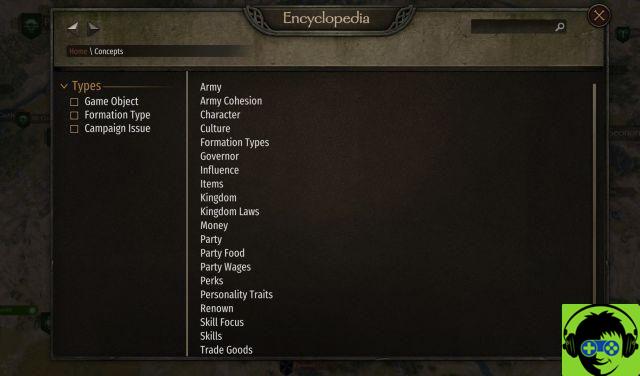 Cómo leer y encontrar la enciclopedia en Mount and Blade II: Bannerlord