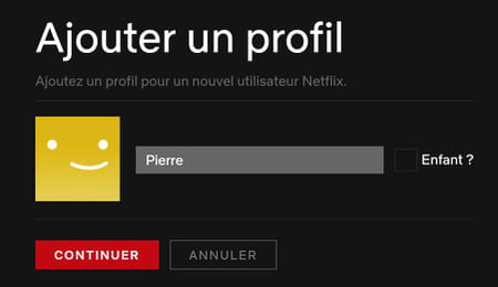 Netflix user profile: create, modify, delete