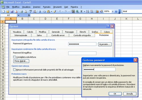 How to put the password to an Excel file