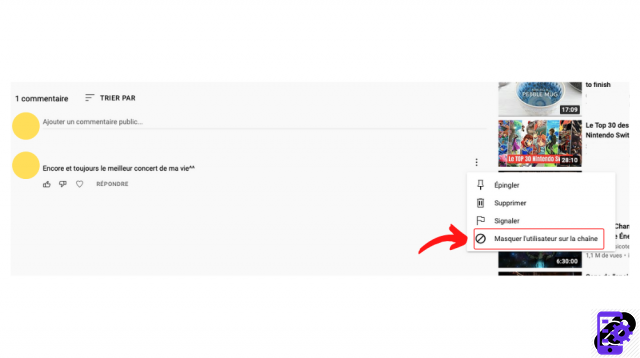 How to block the author of a comment on YouTube?