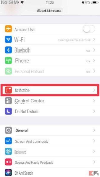 Come disattivare notifiche su iPhone e iPad