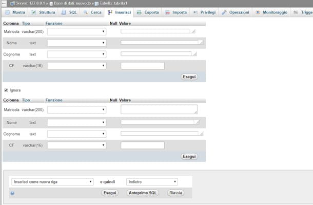 How to create a database