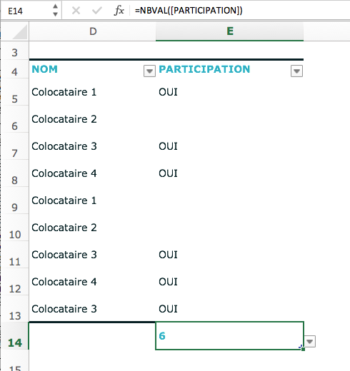 Como contar células não em branco no Excel?