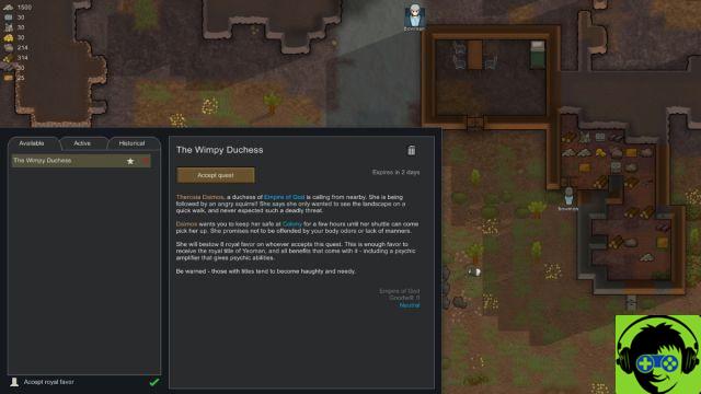 Cómo conseguir títulos reales en Rimworld Royalty