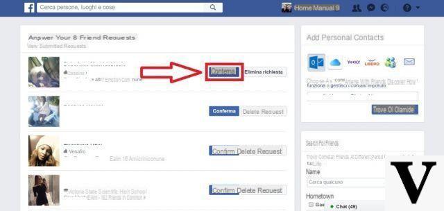 Facebook: vedere richieste di amicizia inviate