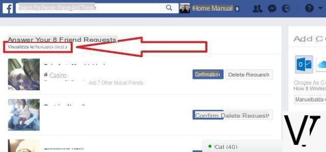 Facebook: vedere richieste di amicizia inviate
