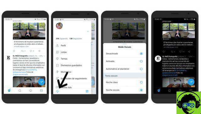 Mode sombre sur Twitter pour Android - alors vous pouvez l'activer