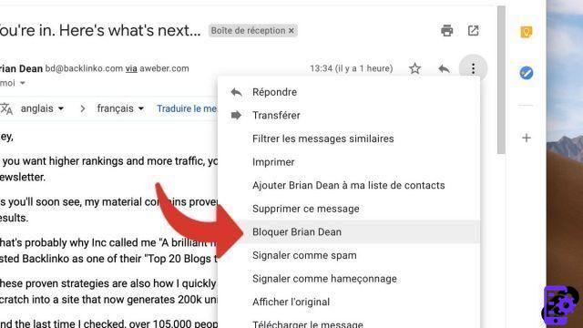 ¿Cómo bloquear a un remitente en Gmail?