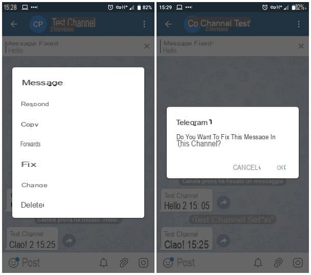 Come fissare un messaggio su Telegram