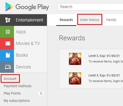 Como visualizar seu histórico de compras do Google Play