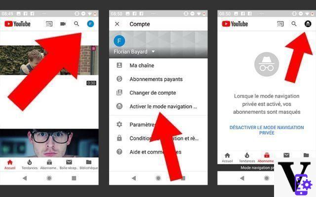 Youtube on Android: how to activate private browsing mode?