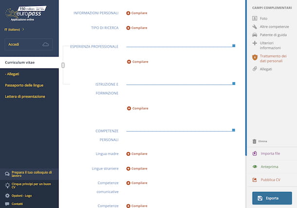 European resume template