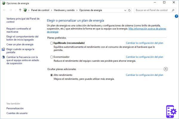 Configurar y optimizar Windows 10: Opciones de energía