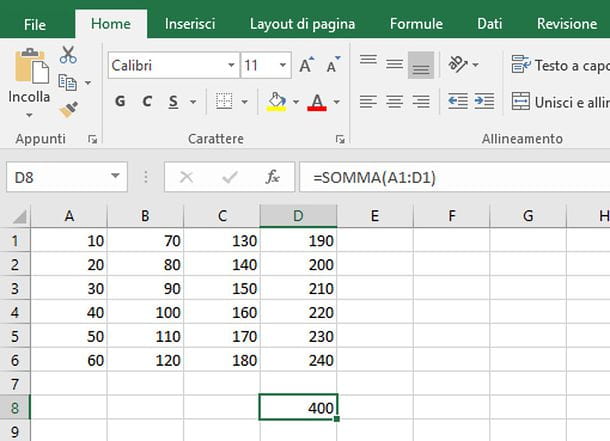 Comment additionner dans Excel