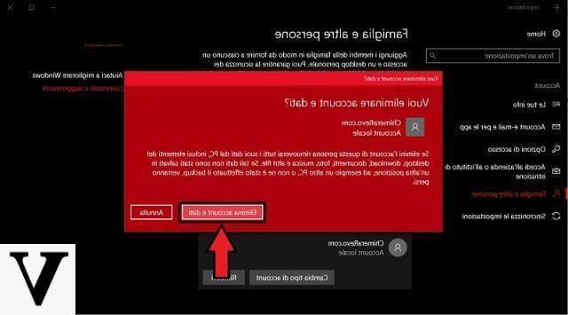 Come cancellare account utente Windows 10
