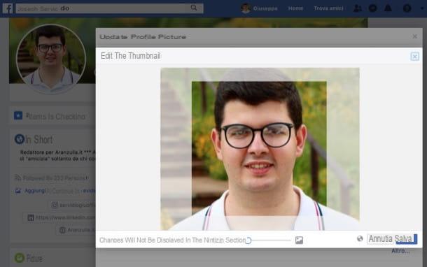 Come modificare la miniatura della foto profilo di Facebook